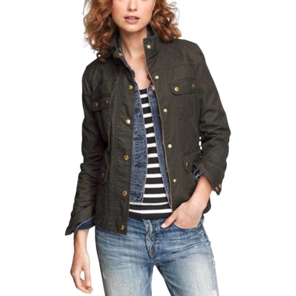 J. Crew Downtown Field Jacket Wax Cotton Military S